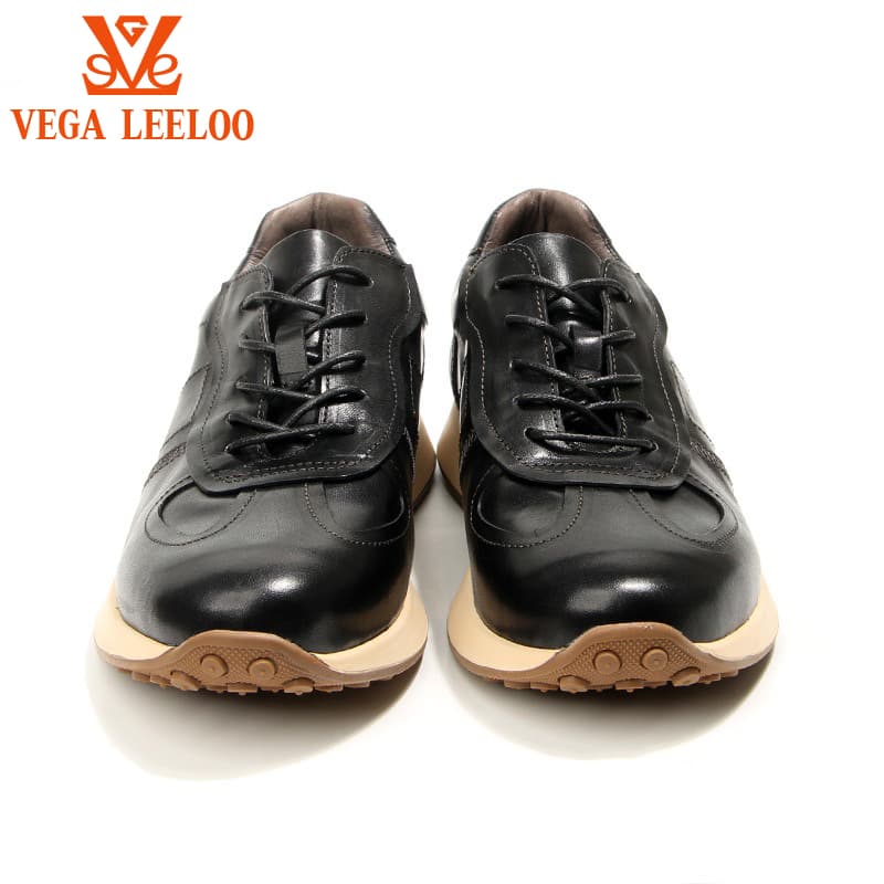 luxury Genuine Leather Handmade Men's Shoes, Casual Horsehide Men Sneakers, Daily Footware For Man, leather Sneakers thumbnail 2